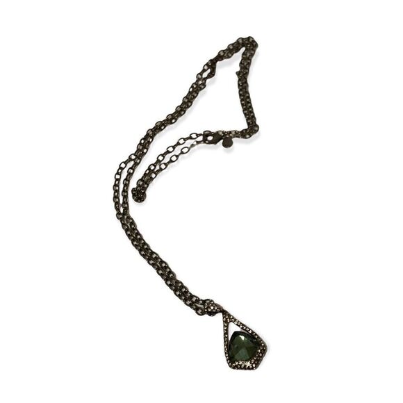 ❤️SOLD❤️ALEXIS BITTAR Suspended Faceted Green Hematite Pendant Necklace - Picture 1 of 9